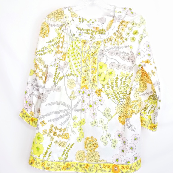 Trina Turk Chirp Blouse Small Floral Tunic Small - Picture 1 of 8